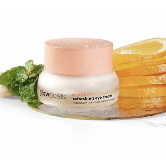 NEW eye cream glow oasis refreshing 0.67 oz probiotic triple peptide vegan 20 ml - Picture 5 of 7